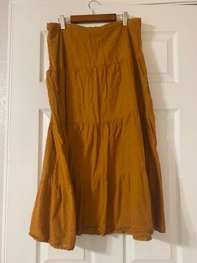 Connection 18 Orange / Yellow Tiered Maxi Skirt 100% Cotton Size Medium